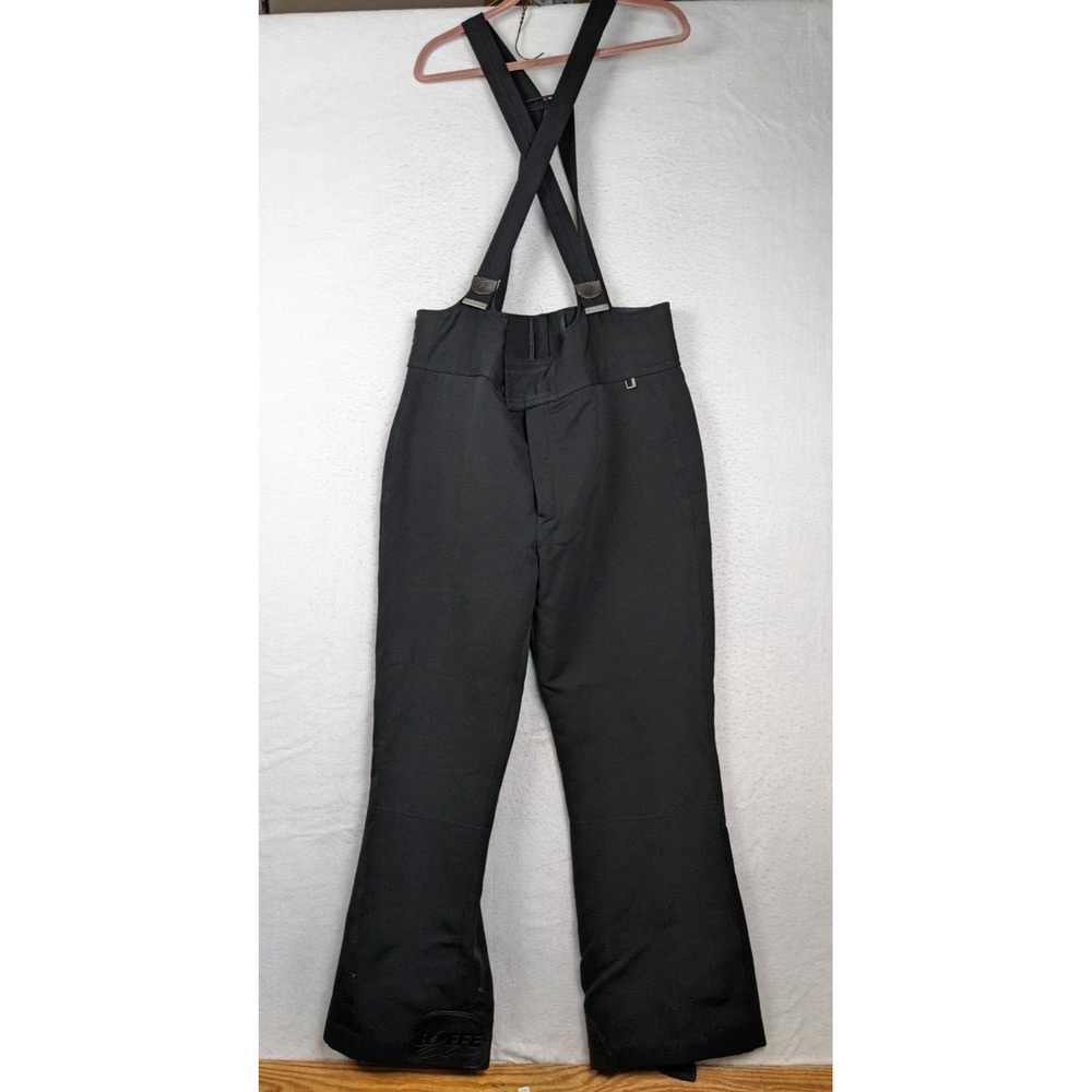 Roffe Mens Black Snow Pants Size 38 Short Suspenders Wool Nylon Blend